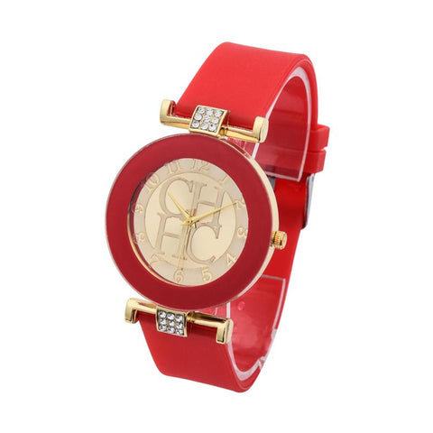 Women's Crystal & Silicone Wrist Watch